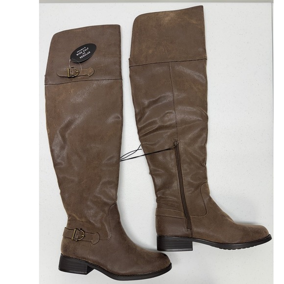 American Rag Cie Shoes - American Rag Over The‎ Knee Boots Women 6.5 Brown Catelyn Buckle